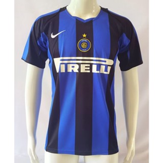 เสื้อกีฬาแขนสั้น ลายทีมชาติฟุตบอล AAA 04-05 Inter Home สไตล์วินเทจ แห้งเร็ว ไซซ์ S-2XL