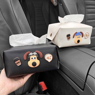 Car Armrest Box Tissue Box Seat Back Cute High-Profile Figure Wallace and Gromit Car Organizer Paper Extraction Box Creative Hanging CvEi