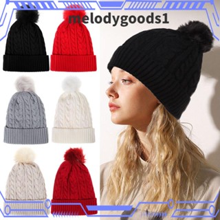 Melodygoods1 หมวกบีนนี่ ผ้าวูล ขนสัตว์ ฤดูหนาว เครื่องประดับ สําหรับผู้หญิง