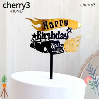 Cherry3 ป้ายท็อปเปอร์ รูปรถแข่ง สไตล์โมเดิร์น 3.94x5.91 สําหรับตกแต่งเค้ก คัพเค้ก 5 ชิ้น