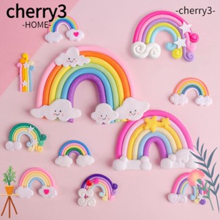 Cherry3 ท็อปเปอร์เค้ก รูปการ์ตูนยูนิคอร์นน่ารัก สีรุ้ง สําหรับตกแต่งเค้กวันเกิด คัพเค้ก 5 ชิ้น