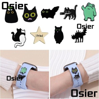 Osier1 สายนาฬิกาข้อมือ โลหะ ซิลิโคน รูปกบ แมว น่ารัก อุปกรณ์เสริม สําหรับ iwatch