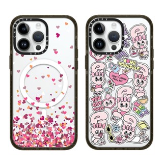 Casetifg เคสโทรศัพท์มือถือซิลิโคน TPU แข็ง กันกระแทก ป้องกัน ปิดด้านหลัง ลายกระต่ายหัวใจ คุณภาพสูง พร้อมกล่องชาร์จแม่เหล็ก สําหรับ iPhone 14 11 12 13 Pro Max