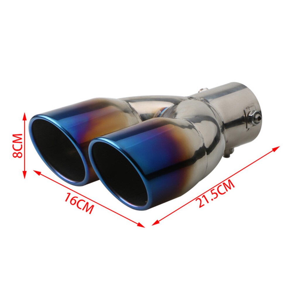 QP0026 Universal Car Dual Exhaust Tail Pipe สแตนเลสท่อไอเสีย Tip Burnt Blue การปรับเปลี่ยนอุปกรณ์เสริม - รูปที่ 3