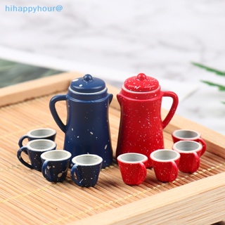 Hihappyhour โมเดลกาต้มน้ํา สีแดง ขนาดเล็ก 1:12 สําหรับตกแต่งบ้านตุ๊กตา 5 ชิ้น ต่อชุด