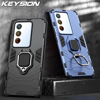 Keysion เคสโทรศัพท์ซิลิโคน PC กันกระแทก พร้อมแหวนขาตั้งโลหะ สําหรับ VIVO V27 5G V27e V25 5G V25e V27 Y36 5G