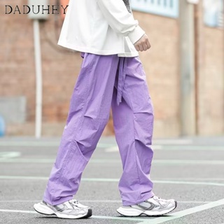 DaDuHey🔥 2023 Trendy Brand Fashion Loose Drawstring Paratrooper Pants Mens and Womens American Retro High Street Vibe Style Overalls Dopine Wear