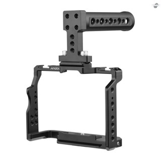 {fly} Andoer Camera Video Cage + Top Handle Kit Aluminum Alloy with Dual Cold Shoe Mounts Numerous 1/4 Inch Threads Replacement for  A7IV/ A7III/ A7II/ A7R III/ A7R II/ A7S II