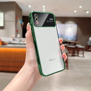 Ybd เคสโทรศัพท์มือถือ ซิลิโคนใส หรูหรา พร้อมฟิล์มเลนส์ กันตก สําหรับ Vivo Y91C Y1S 1820 1929