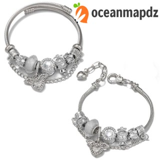 Oceanmapdz สร้อยข้อมือ จี้รูปหัวใจกามเทพ ประดับพลอยเทียม สามารถปรับได้ สไตล์เกาหลี สร้างสรรค์ สําหรับผู้หญิง