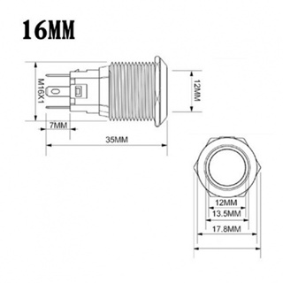 สวิตช์ปุ่มกดเปิดปิด สเตนเลส 16 มม. 3-6V LED กันน้ํา IP66