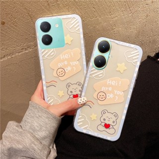 เคสป้องกันโทรศัพท์มือถือ TPU แบบนิ่ม ลายการ์ตูนหมีน่ารัก กันกระแทก สําหรับ VIVO Y27 Y78 Y02T 4G 5G Y78 5G