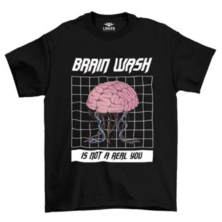 มีความสุข เสื้อยืด Lavier Brain Wash สีดํา