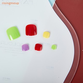 [risingmeup] เล็บปลอมอะคริลิค สีพื้น สําหรับเด็กผู้หญิง 24 ชิ้น ต่อกล่อง