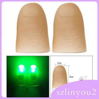 [szlinyou2] โคมไฟสวมนิ้วโป้ง LED 4 สี 2 ชิ้น