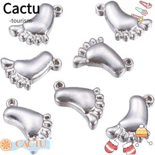 Cactu จี้รอยเท้า โลหะผสม สีเงิน สําหรับทําเครื่องประดับ สร้อยคอ สร้อยข้อมือ DIY