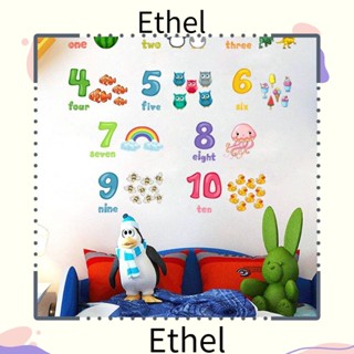 Ethel1 สติกเกอร์ติดผนัง ลายสัตว์ ตัวเลขอาหรับ เพื่อการเรียนรู้ สําหรับตกแต่งบ้าน 2 ชิ้น ต่อชุด