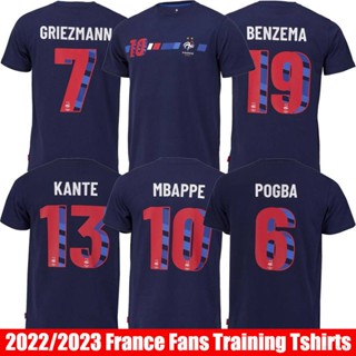 เสื้อกีฬาแขนสั้น ลายทีมชาติฟุตบอล France Jersey Mbappe Griezmann Pogba Kante Benzema 2022-2023