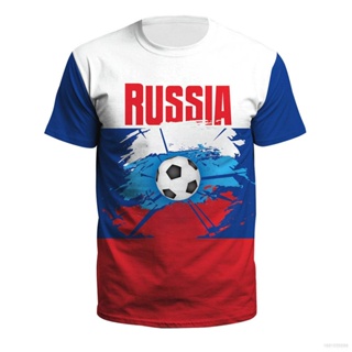 เสื้อยืดคอกลม แขนสั้น พิมพ์ลาย World Cup Russia Jersey Fans แฟชั่นสตรีท พลัสไซซ์