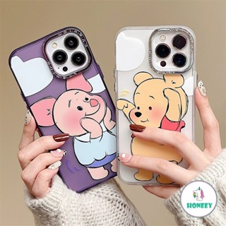 เคสโทรศัพท์มือถือ แบบใส ลายการ์ตูนหมีพูห์น่ารัก ป้องกันเลนส์ สําหรับ iPhone 15 14 Pro Max 13 12 11 Pro Max Xr Xs 7 8Plus