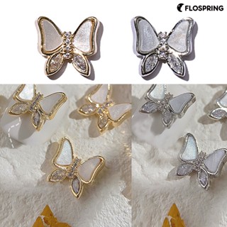 Flospring ผีเสื้อ 3D แวววาว ไม่ซีดจาง สําหรับตกแต่งเล็บ 2 ชิ้น ต่อชุด