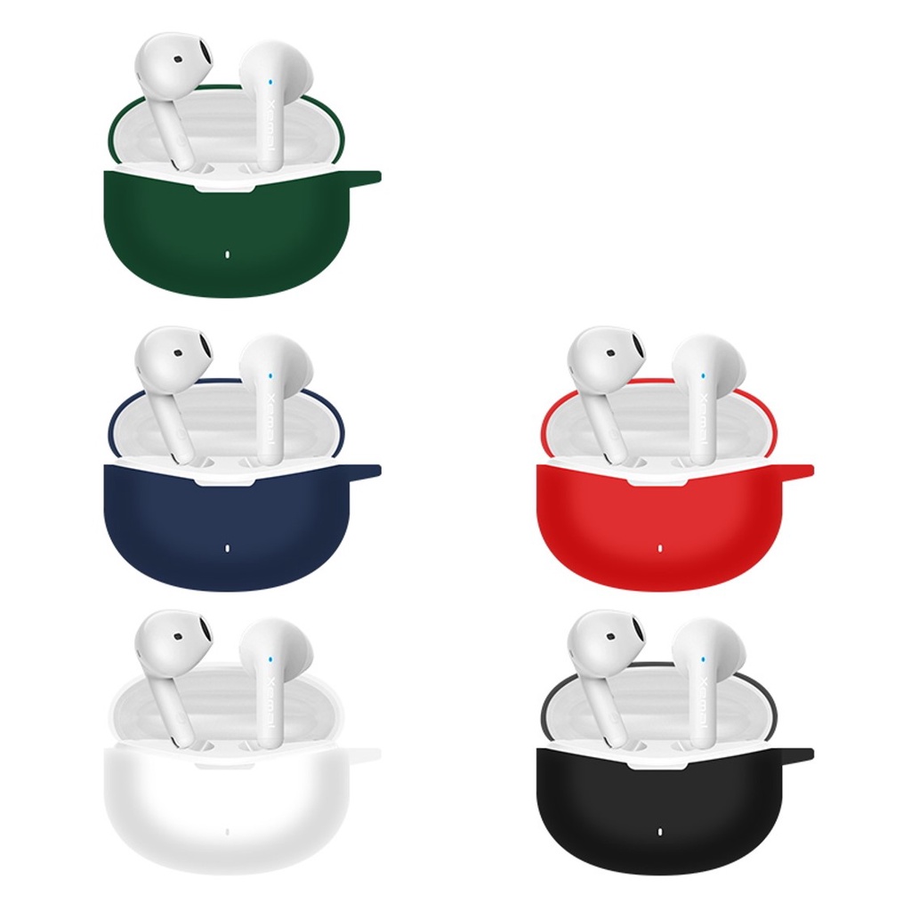 แฟชั่นSolid Color เข้ากันได้กับ Edifier X2S เคสซิลิโคนอ่อนนุ่มหูฟังเคสป้องกันพร้อมพวงกุญแจ