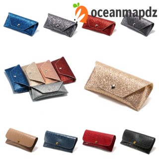 Oceanmapdz กระเป๋าแว่นตา หนัง PU กันน้ํา เรียบง่าย สไตล์เกาหลี แว่นตากันแดด จัดระเบียบ เลื่อมวิบวับ ชาย