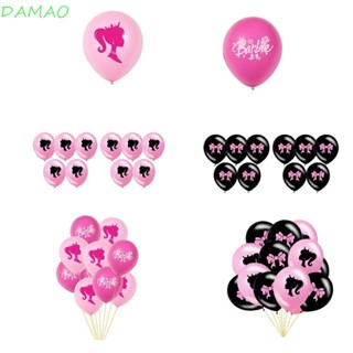 Damao ลูกโป่งยางเป่าลม รูปตุ๊กตาบาร์บี้ สีชมพู 12 นิ้ว 10 ชิ้น