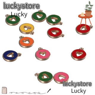 Lucky เครื่องราง โลหะผสมสังกะสี รูปหัวใจ ทรงกลมแบน แฮนด์เมด หลากสี สําหรับคู่รัก