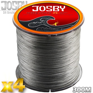 Josby สายตกปลาน้ําเค็ม PE แบบถัก 300 ม. สีเทา 4 เส้น