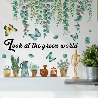 Look at the Green สติกเกอร์ติดผนัง ลายผีเสื้อและเถาวัลย์ สําหรับตกแต่งบ้าน