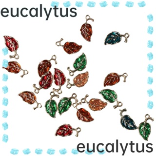 Eucalytus1 จี้ใบไม้ โลหะผสม ชุบทอง 20*10 มม. 5 สี สําหรับทําเครื่องประดับ 50 ชิ้น