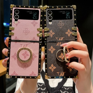 เคสโทรศัพท์มือถือหนัง PU กันกระแทก หรูหรา สําหรับ Samsung Galaxy Z Flip 3 Flip 4