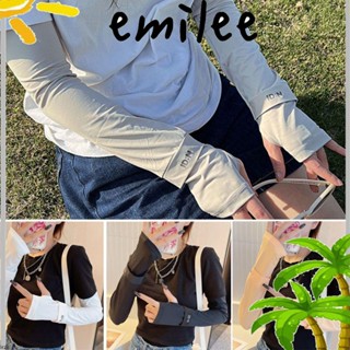 Emilee ปลอกแขน ผู้หญิง นุ่ม ป้องกันแสงแดด ฤดูร้อน ระบายความร้อน ถุงมือ ไร้นิ้ว