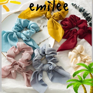 Emilee ผู้หญิง ผ้าไหม Scrunchie สาวหวาน เครื่องประดับผม ผมหางม้า ที่ใส่หูกระต่าย