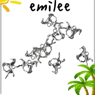 Emilee จี้ลูกปัดอัลลอย รูปม้า สไตล์ทิเบตโบราณ สีเงิน 18x15 มม. สําหรับสร้อยข้อมือ 100 ชิ้น