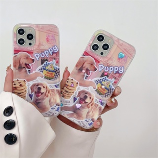 เคสโทรศัพท์มือถือ ซิลิโคน กันกระแทก ลายการ์ตูนลูกสุนัขน่ารัก ประดับเพชร สองชั้น diy สําหรับ iphone 13 11 12 13 14 14promax 14pro 14 13Pro 11 12