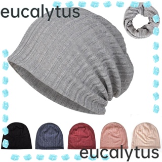 Eucalytus1 หมวกบีนนี่ ผ้ายืด แบบนิ่ม ลายทาง สีพื้น แฟชั่นฤดูใบไม้ผลิ และฤดูร้อน สําหรับผู้หญิง