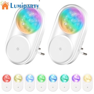 Lumiparty โคมไฟกลางคืน Led Rgb ขนาดเล็ก ปรับได้ สีสันสดใส พร้อมเซนเซอร์จับการเคลื่อนไหว สําหรับห้องนอน ห้องน้ํา 2 ชิ้น