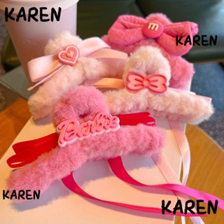 Karen กิ๊บติดผม รูปตุ๊กตาปลาฉลาม สีชมพู แฟชั่นสําหรับผู้หญิง 2 ชิ้น