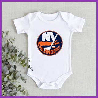 New York Islander ชุดจั๊มสูทรอมเปอร์ แขนสั้น ผ้าฝ้าย ระบายอากาศ พิมพ์ลายผีเสื้อ ฤดูร้อน สําหรับเด็กทารกแรกเกิด