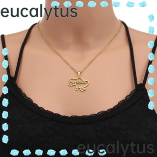 Eucalytus1 ขายดี สร้อยคอไทเทเนียม จี้แผนที่เรขาคณิต สีทอง สีเทา ของขวัญ สไตล์ชนเผ่า ยูเครน ปาร์ตี้