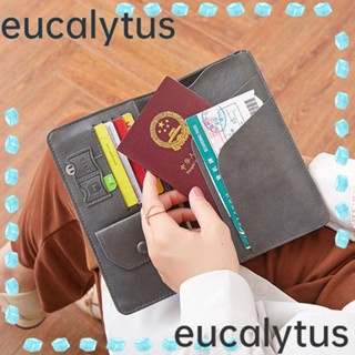 Eucalytus1 กระเป๋าสตางค์หนัง แบบบางพิเศษ สําหรับใส่หนังสือเดินทาง บัตรเครดิต RFID