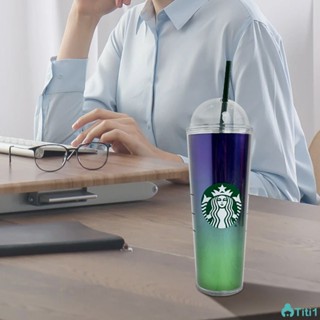 Starbucks Fashion 16oz/24oz Double Layer Arch Cap Suction Cup Screw Cap Water Cup Eco-friendly Starbucks Cup Straw TH1