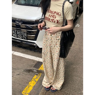 [NEW autumn] interpretation of American NEW OPEN retro Hong Kong style pants womens 2023 Summer cartoon animal cute straight pants 82521 HRQJ