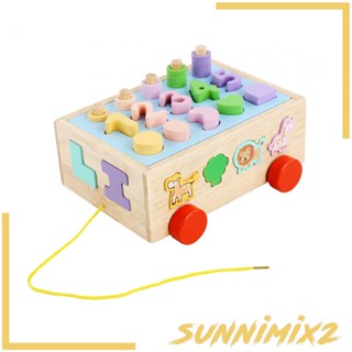 [Sunnimix2] ของเล่นไม้ รถบรรทุก เรียงลําดับ เสริมการศึกษา สําหรับเด็กผู้ชาย