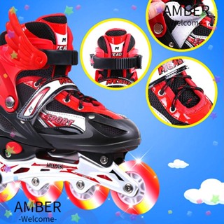 Amber รองเท้าสเก็ต โรลเลอร์สเก็ต PVC ล้อเดียว ปรับได้ สําหรับเด็ก