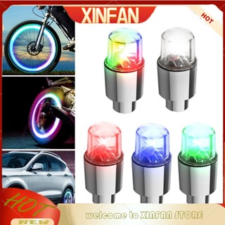 Xinfan ฝาครอบวาล์วยางล้อรถยนต์ ไฟ LED 1 ชิ้น