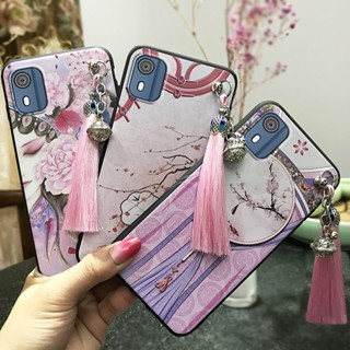 Back Cover Anti-knock Phone Case For Nokia C02/TA-1522 Waterproof tassel TPU Shockproof Dirt-resistant bell Silicone Anti-dust