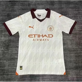 เสื้อกีฬาแขนสั้น ลายทีมชาติฟุตบอล Manchester City 2324 ชุดเยือน คุณภาพสูง